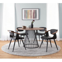 Lumisource DT-CANARY2 BKWL Canary Contemporary Dining Table in Black Metal and Walnut Wood Top
